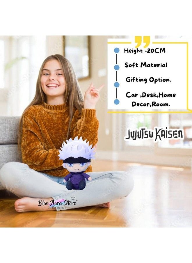 Blue Aura - Jujutsu Kaisen Plushies Jujutsu Plush Gojo Satoru Soft Toy Height 20Cm Bed Couch Room Decor Collectible (Gojo Satoru Mask) - Image 1
