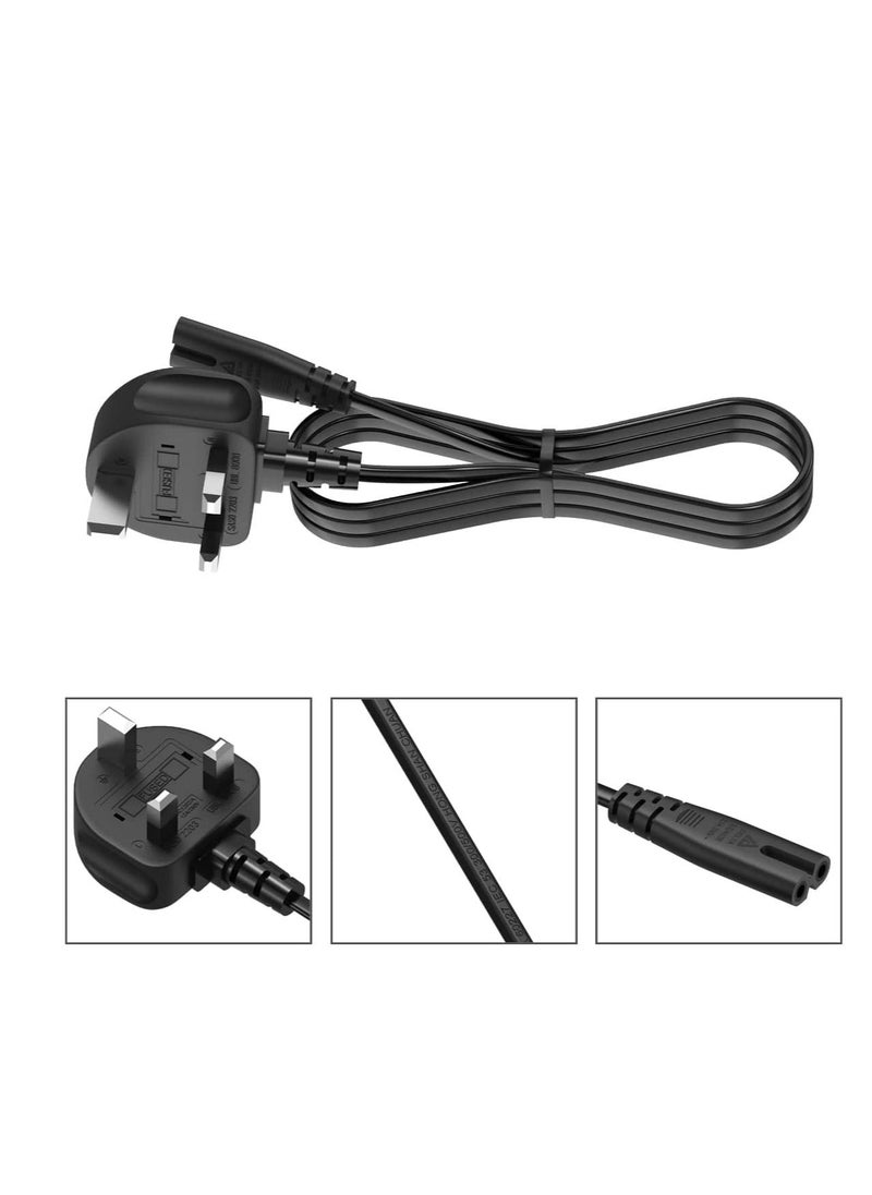 2Pcs 0.5M Power Cable 3 Pin IEC C7 UK Mains Plug To Figure 8 Connector Socket Power Cord Leads For Samsung LG TCL Sony TV PS5 PS4 PS3 PC Monitors Computer Printer Camera Home Audio