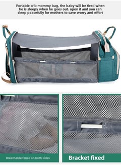 Haidue New Style Multifunctional Portable Mommy Bed Backpack With Mosquito Net For Baby- Green  - Image 3