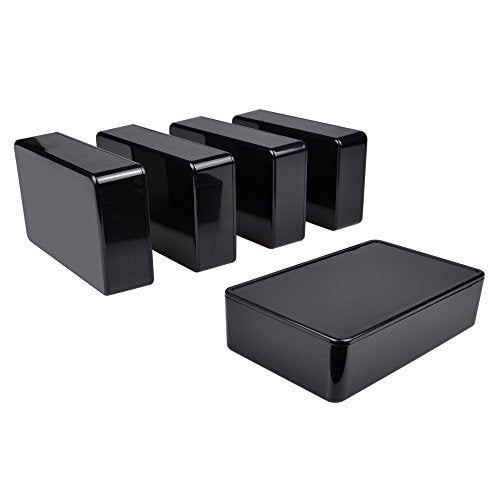 Pinfox 5 pack Electronic Prototype ABS Plastic Junction Project Box Enclosure 100mm by 60mm by 25mm for Portable, Arduino DIY (Black) - Image 1
