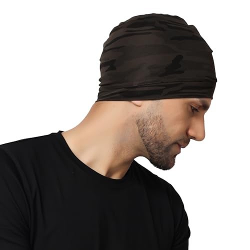 PAROPKAR Polyester Skull Cap Helmet Liner Cap for Men - Motorcycle, Cycling, Football Head Beanie & Hard Hat Liner - Sweat Wicking Cap (Olive Army), Free Size - Image 1