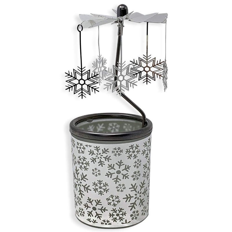 BANBERRY DESIGNS Spinning Snowflakes Candle Holder with Frosted Glass Scandinavian Design 625 Inch