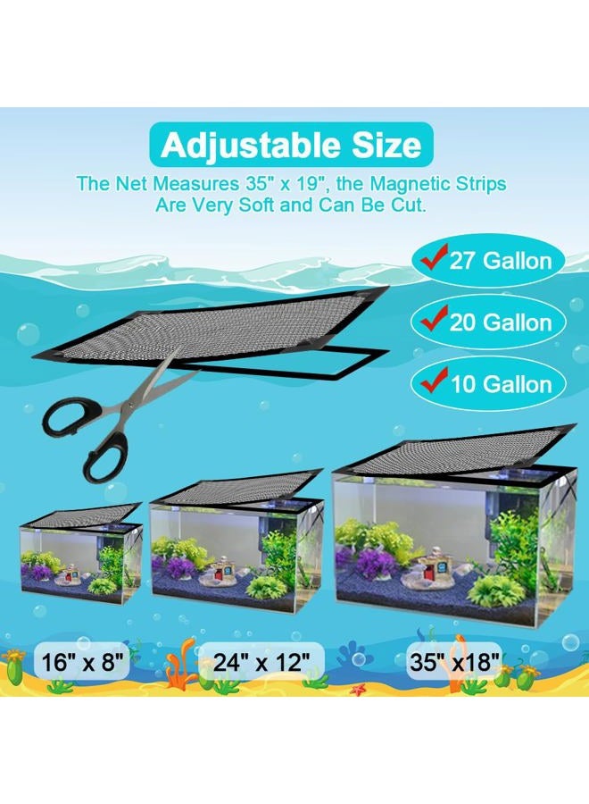 Jaxbo Magnetic Aquarium Cover Lid, DIY Fish Tank lid Anti-Jumping net Cover mesh Terrarium lid Aquarium Hood，Adjustable Size Fit Tank Size Max 35''X19'' - Image 3