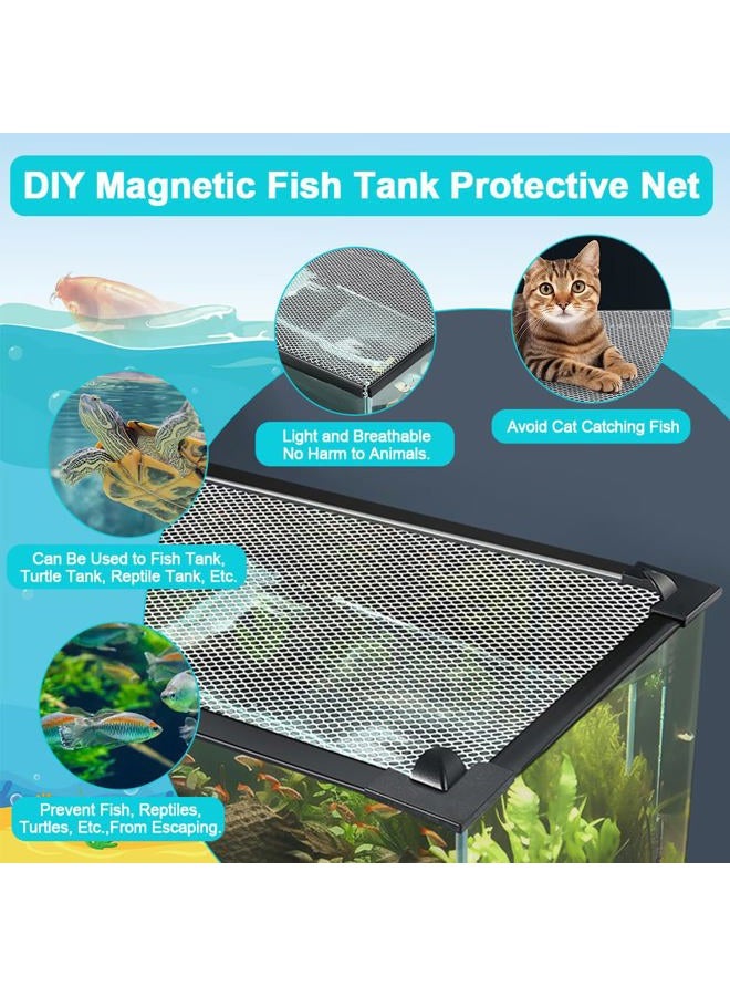 Jaxbo Magnetic Aquarium Cover Lid, DIY Fish Tank lid Anti-Jumping net Cover mesh Terrarium lid Aquarium Hood，Adjustable Size Fit Tank Size Max 35''X19'' - Image 4