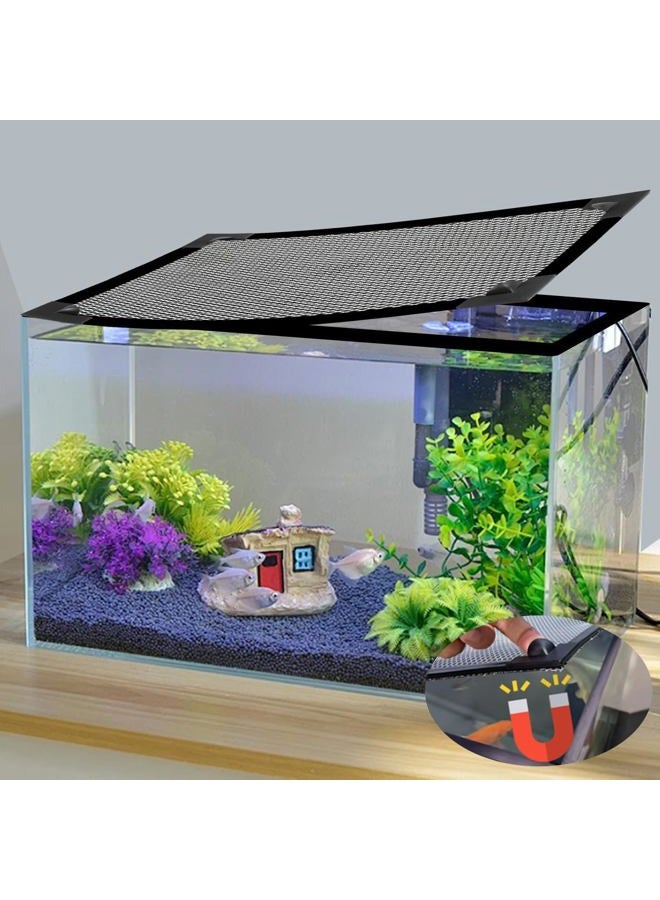 Jaxbo Magnetic Aquarium Cover Lid, DIY Fish Tank lid Anti-Jumping net Cover mesh Terrarium lid Aquarium Hood，Adjustable Size Fit Tank Size Max 35''X19'' - Image 1
