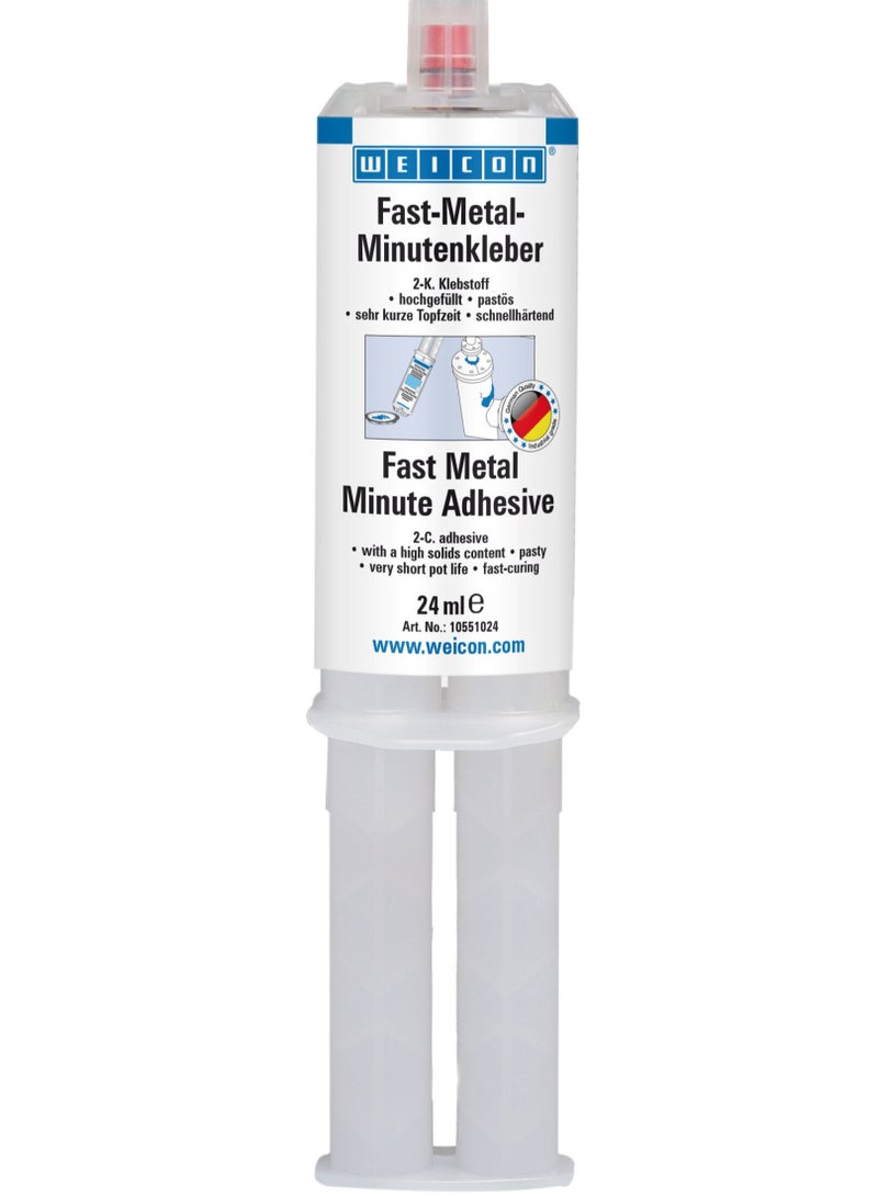 Weicon Fast-Metal Minute Adhesive liquid metal | 2-component epoxy resin adhesive | for metal, wood, stone, plastic, glass, ceramic, GFRP, and many more | 24 ml - Image 1