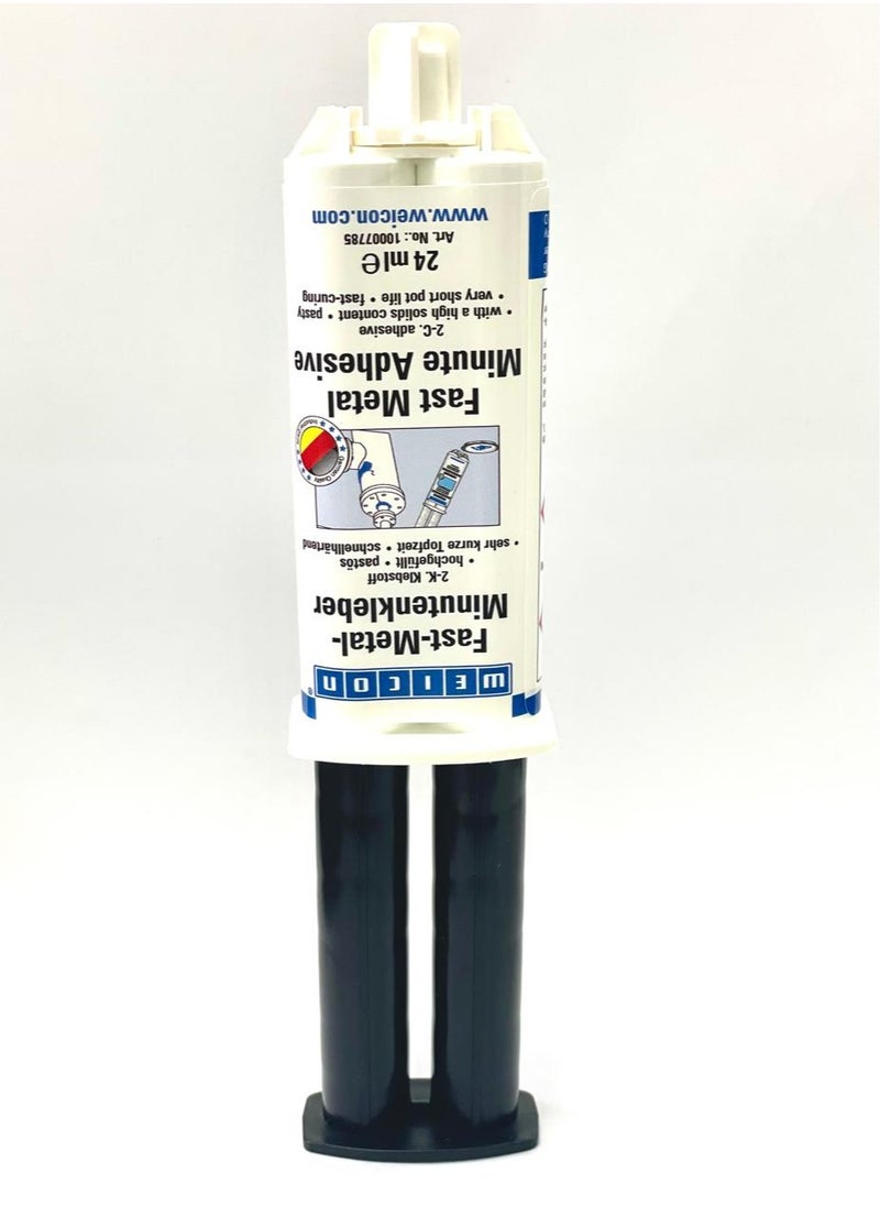 Weicon Fast-Metal Minute Adhesive liquid metal | 2-component epoxy resin adhesive | for metal, wood, stone, plastic, glass, ceramic, GFRP, and many more | 24 ml  - Image 1