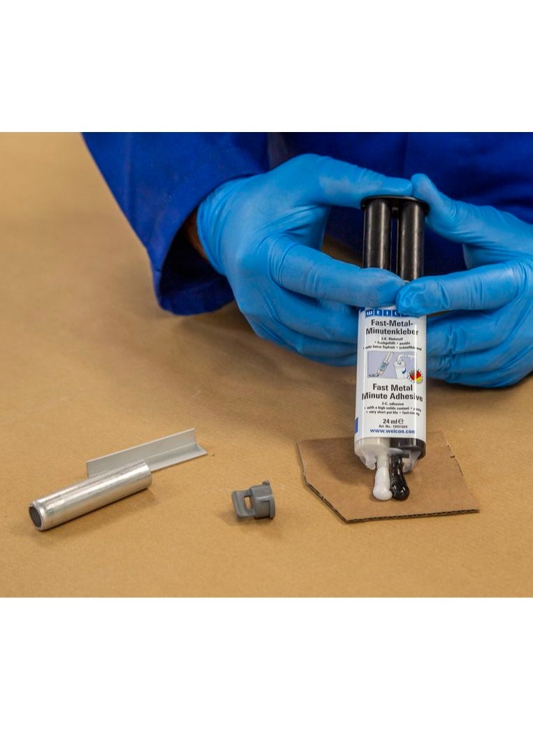 Weicon Fast-Metal Minute Adhesive liquid metal | 2-component epoxy resin adhesive | for metal, wood, stone, plastic, glass, ceramic, GFRP, and many more | 24 ml  - Image 3
