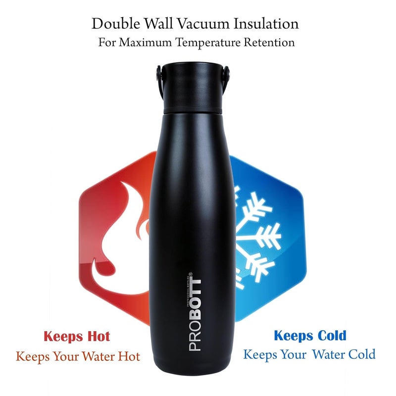 PROBOTT Probott Trendy 700ml Stainless Steel Vacuum Insulated Flask Hot & Cold Bottles | Easy to Carry | Leak Proof |Tea | Coffee | Office| Gym | Travel | Pack of 4 |Aqua Blue+Taffy Pink+Mat Black+Corn Yellow  - Image 4