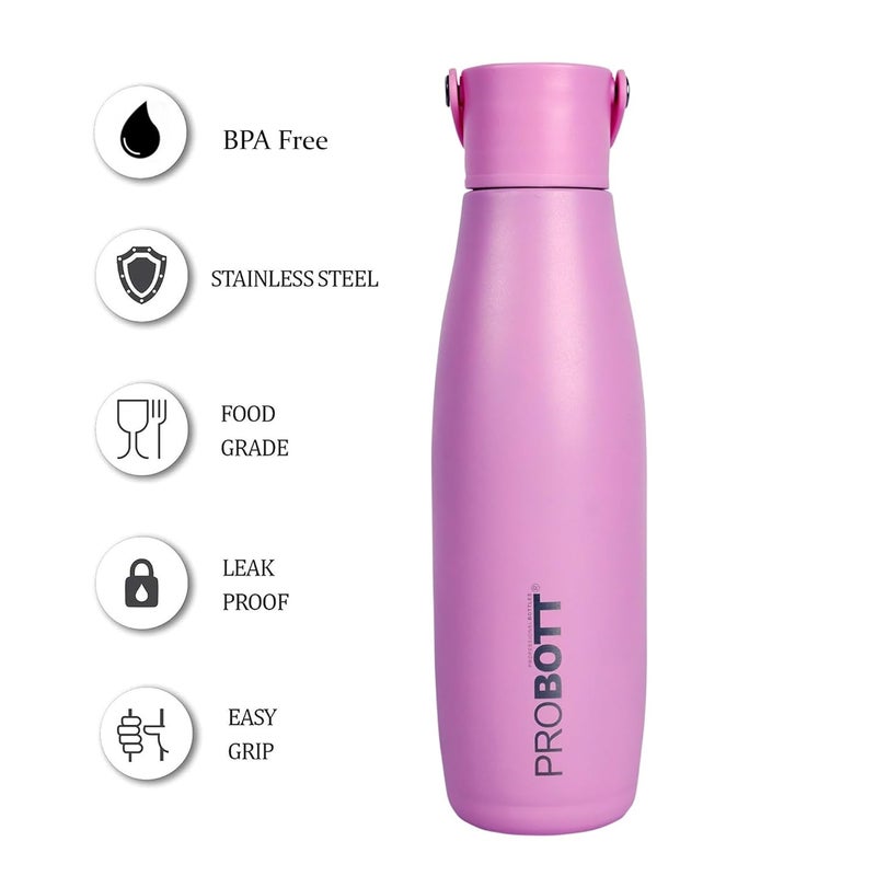 PROBOTT Probott Trendy 700ml Stainless Steel Vacuum Insulated Flask Hot & Cold Bottles | Easy to Carry | Leak Proof |Tea | Coffee | Office| Gym | Travel | Pack of 4 |Aqua Blue+Taffy Pink+Mat Black+Corn Yellow  - Image 3