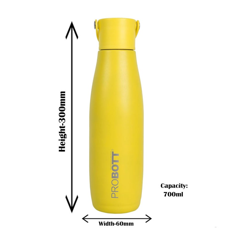 PROBOTT Probott Trendy 700ml Stainless Steel Vacuum Insulated Flask Hot & Cold Bottles | Easy to Carry | Leak Proof |Tea | Coffee | Office| Gym | Travel | Pack of 4 |Aqua Blue+Taffy Pink+Mat Black+Corn Yellow  - Image 5