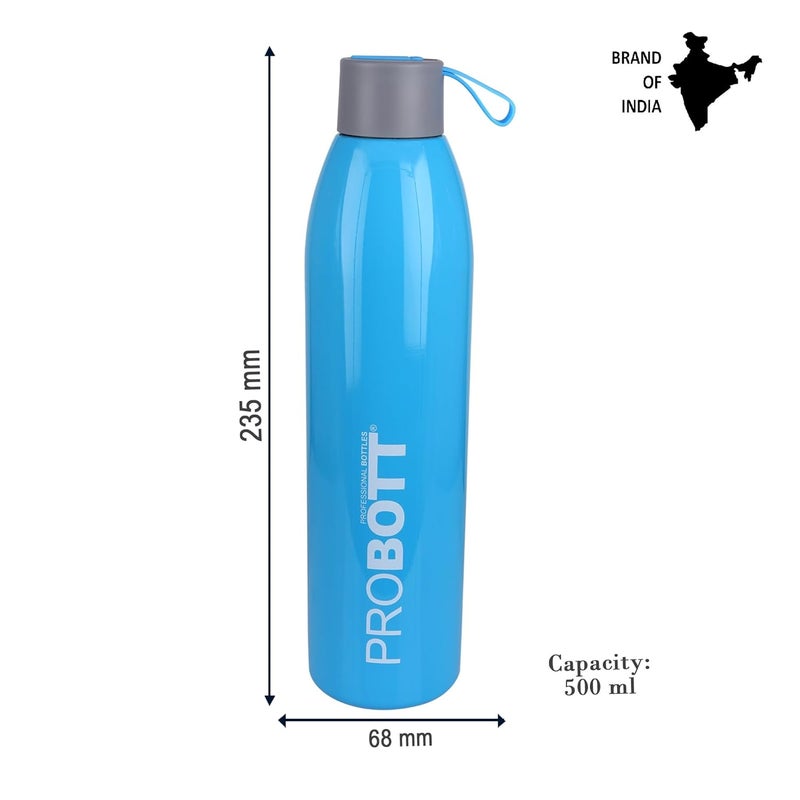 PROBOTT Probott Vogue 500ml Thermoses Vacuum Insulated Flask Screw Cap Bottle, Stainless Steel Water Bottles, Blue | Hot and Cold | Leak Proof | Water | Tea | Coffee | Office | Gym | Travel  - Image 3