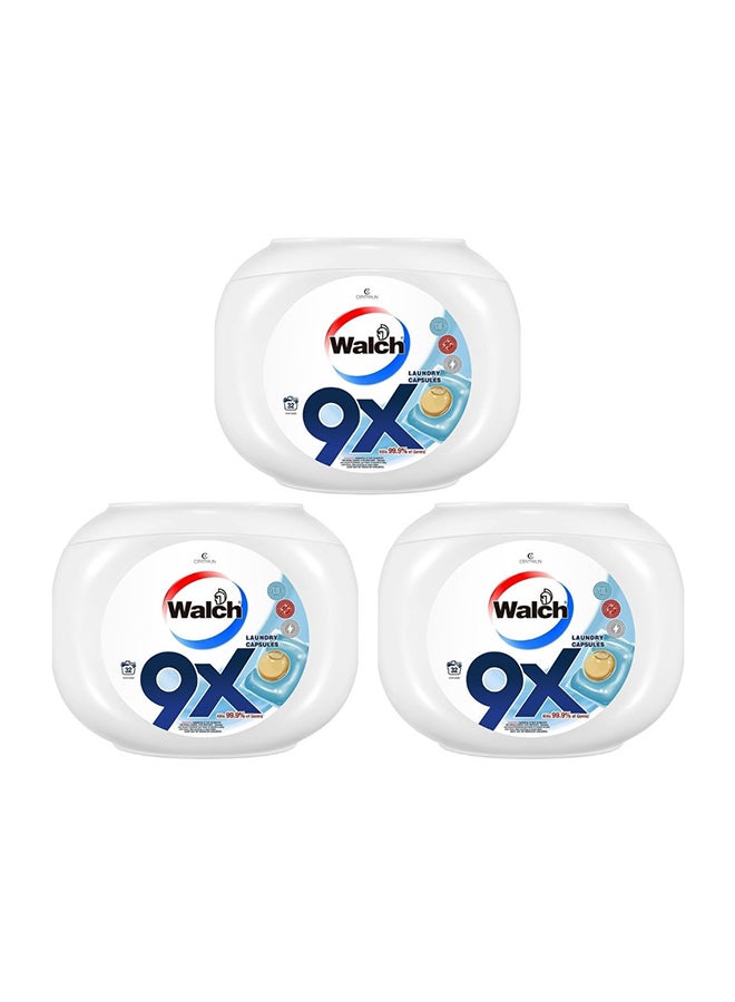 Walch 9X Antibacterial Laundry Detergent Capsules, German Formulated Plant-Based Ingredients with 9X Cleaning Power, Kill 99.9% Germs and Anti Dust Mites, 32 Pods, Pack of 3 X 32 (96 Capsules) - Image 1