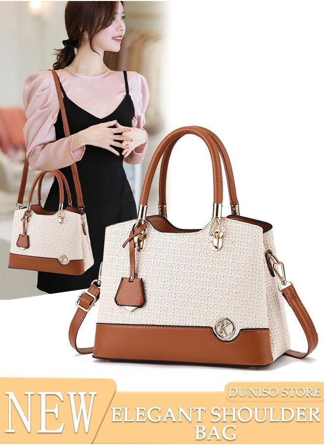 DUNISO Women's Vintage Tote Bag Handbags with Large Capacity Faux Leather Shoulder Bag Ladies Fashion Designer Satchel Crossbody Bag with Detachable Strap for Ladies  - Image 1