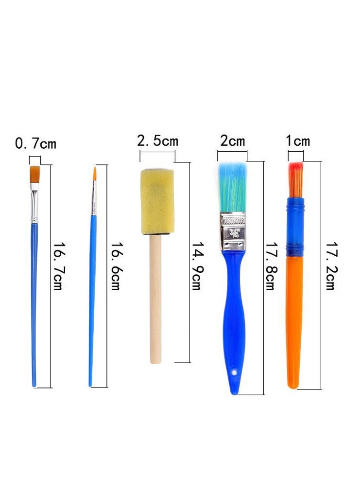 عام طقم رسم إسفنجي مكون من 47 قطعة للأطفال، يشمل فرش إسفنجية للرسم على الجدران ومعطف واقٍ من البقع، مثالي كهدية عيد ميلاد. - Image 4