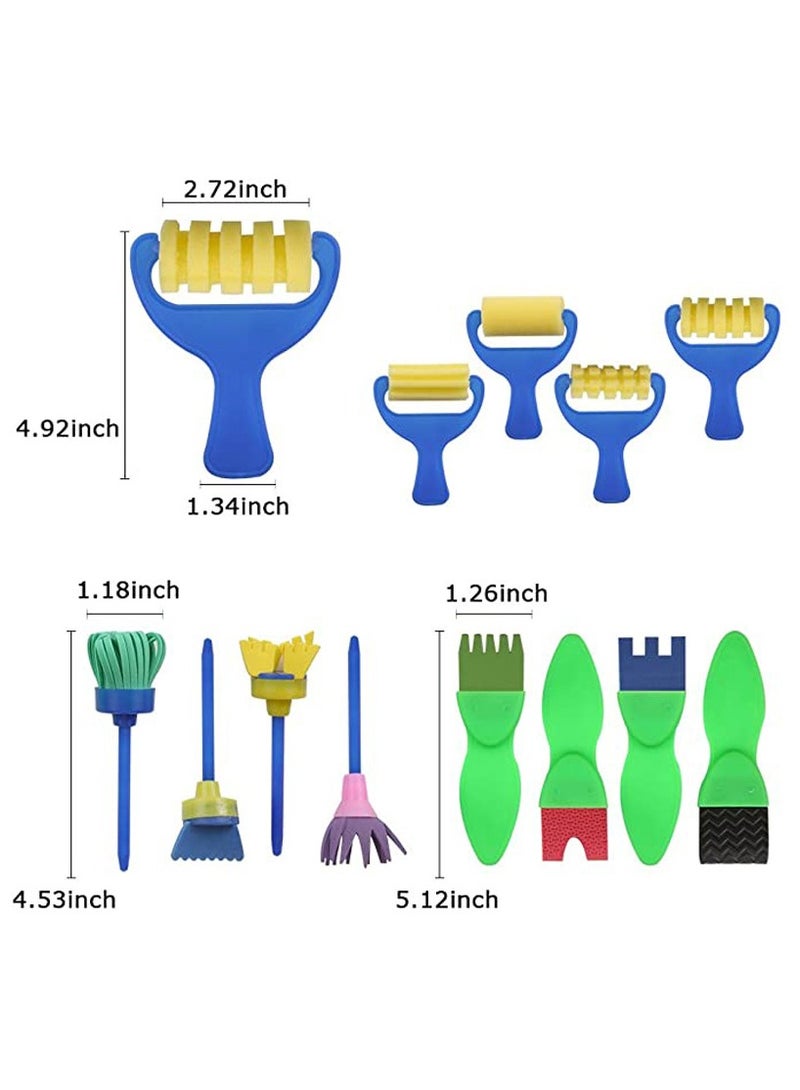 عام طقم رسم إسفنجي مكون من 47 قطعة للأطفال، يشمل فرش إسفنجية للرسم على الجدران ومعطف واقٍ من البقع، مثالي كهدية عيد ميلاد. - Image 3