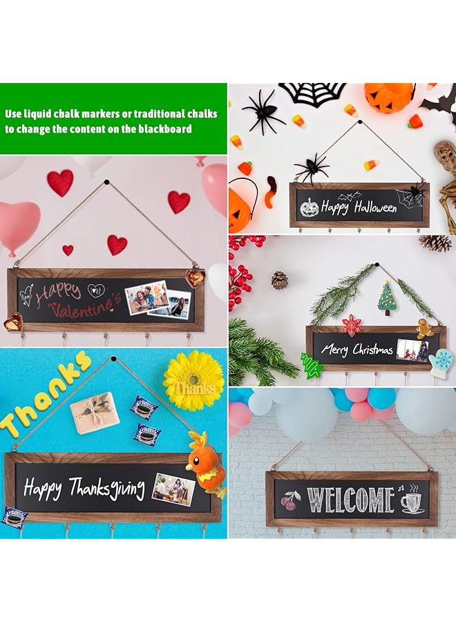 erorex Picture Frames Collage Photo Hanging Display Picture Board Wood Rustic Frames For Wall Decor And Dorm Room Decor With Blackboard And 30 Clips Carbonized Black - Image 4