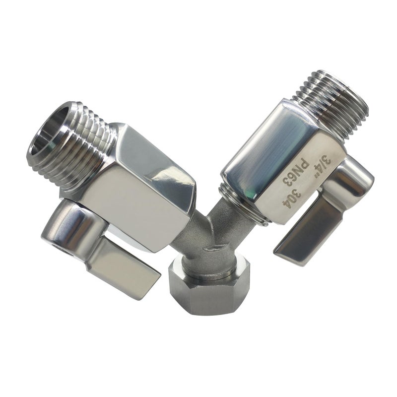Beduan Stainless Steel Garden Hose Splitter Shut Off Ball Valve 2 Way Y Connector Heavy Duty for Outdoor Garden Faucet Hose Bib - Image 2