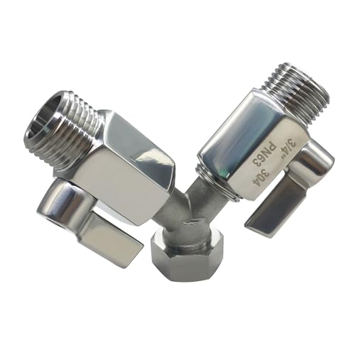 Beduan Stainless Steel Garden Hose Splitter Shut Off Ball Valve 2 Way Y Connector Heavy Duty for Outdoor Garden Faucet Hose Bib - Image 1