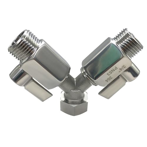 Beduan Stainless Steel Garden Hose Splitter Shut Off Ball Valve 2 Way Y Connector Heavy Duty for Outdoor Garden Faucet Hose Bib - Image 3