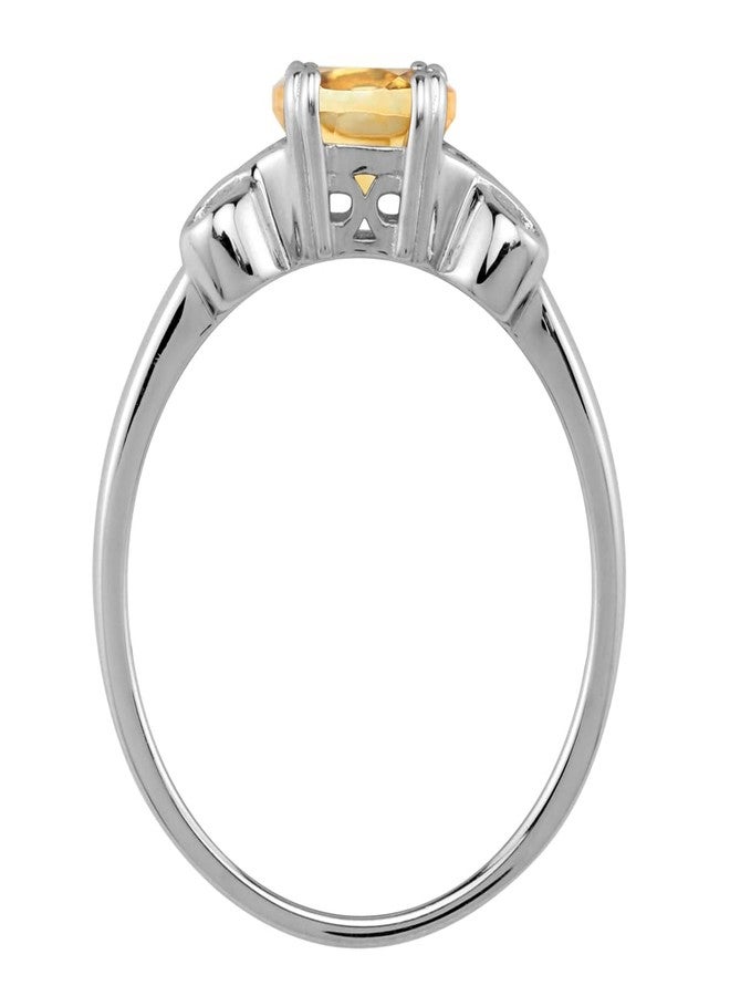Silvershake 8X6mm 1.14 CTW Genuine Oval Shape Yellow Citrine 925 Sterling Silver Victorian Inspired East-West Solitaire Ring November Gemstone Birthstone Size 6 - Image 3