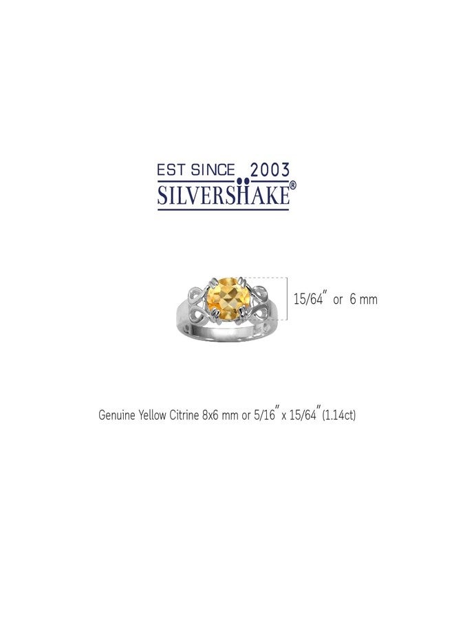 Silvershake 8X6mm 1.14 CTW Genuine Oval Shape Yellow Citrine 925 Sterling Silver Victorian Inspired East-West Solitaire Ring November Gemstone Birthstone Size 6 - Image 2