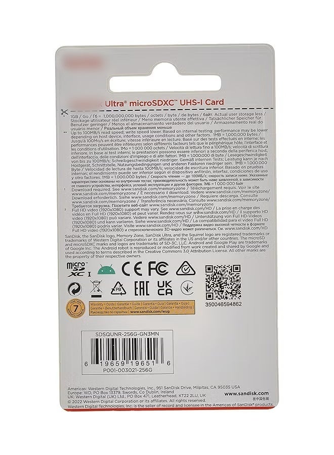 256GB Ultra Microsdxc UHS 1, Read Speed- 100Mb/S,Class 10 rating, Grey,-Sdsqunr-256G-Gn3Mn - Image 3