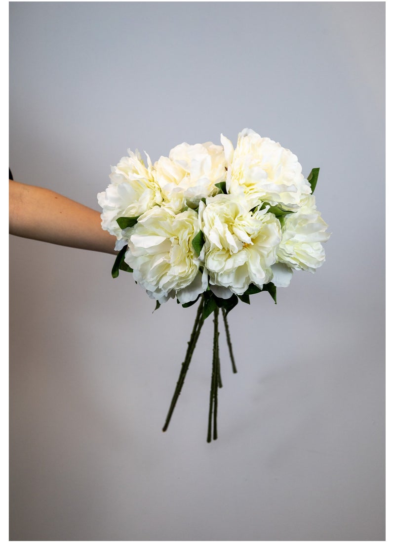 Gulf Flowers Gulf Flowers Set of 6 Artificial Peony Flowers – 75cm Faux Silk Peony Stems with Real Touch Petals – Long Stem Floral Décor for Home, Wedding Bouquets & Arrangements (White) 
