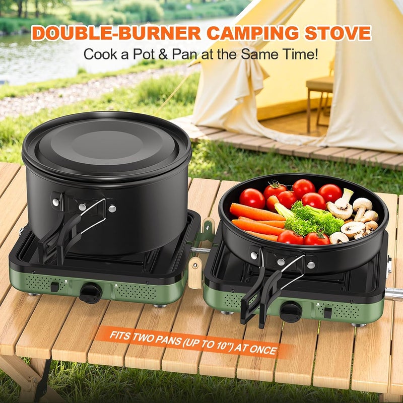 CFRERO Portable Propane 2-Burner Foldable Camping Stove with Carry Bag - Image 2