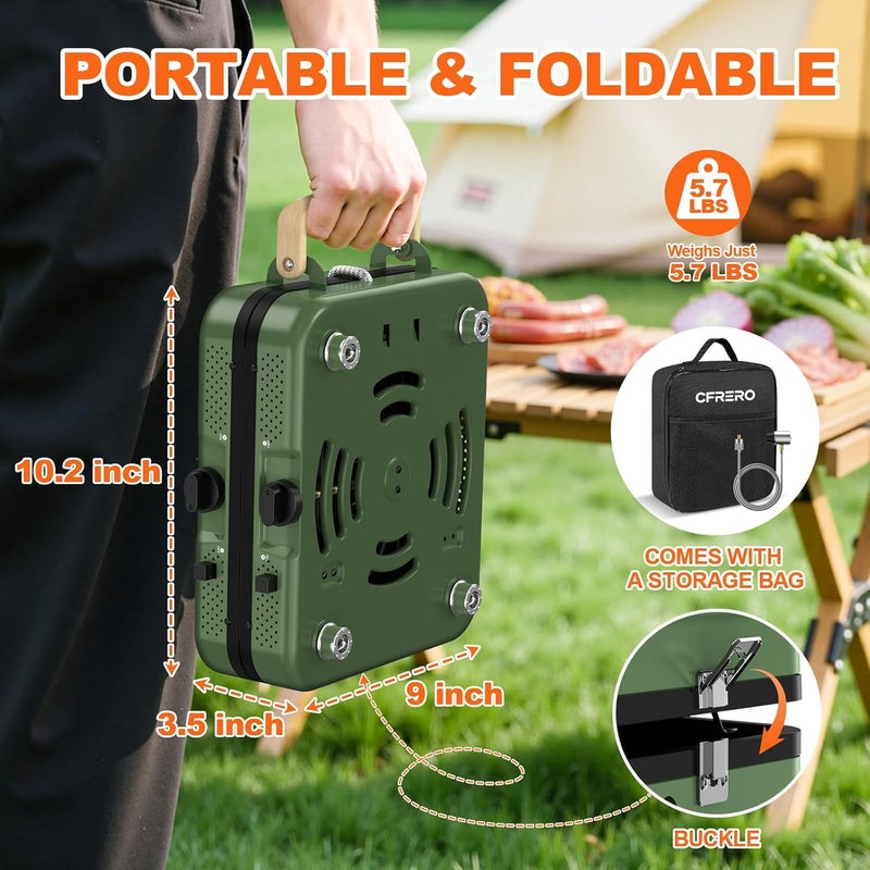CFRERO Portable Propane 2-Burner Foldable Camping Stove with Carry Bag - Image 3
