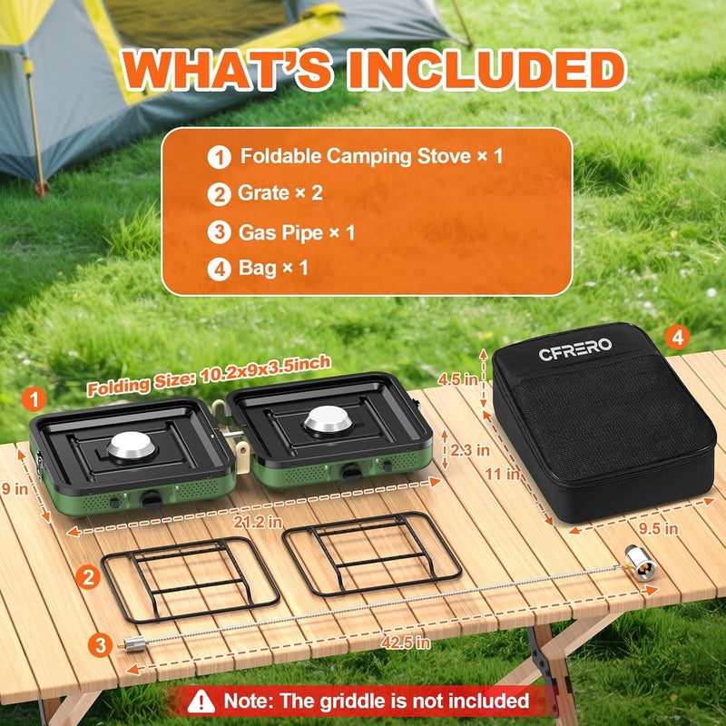 CFRERO Portable Propane 2-Burner Foldable Camping Stove with Carry Bag - Image 4