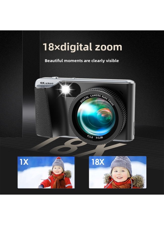 Generic 4K Retro Portable Card Machine HD Digital Camera 3 Inch Student Entry-level Digital Camera-Body Color:Tdc-80y6 (2 Batteries + 32gb Card)  - Image 3