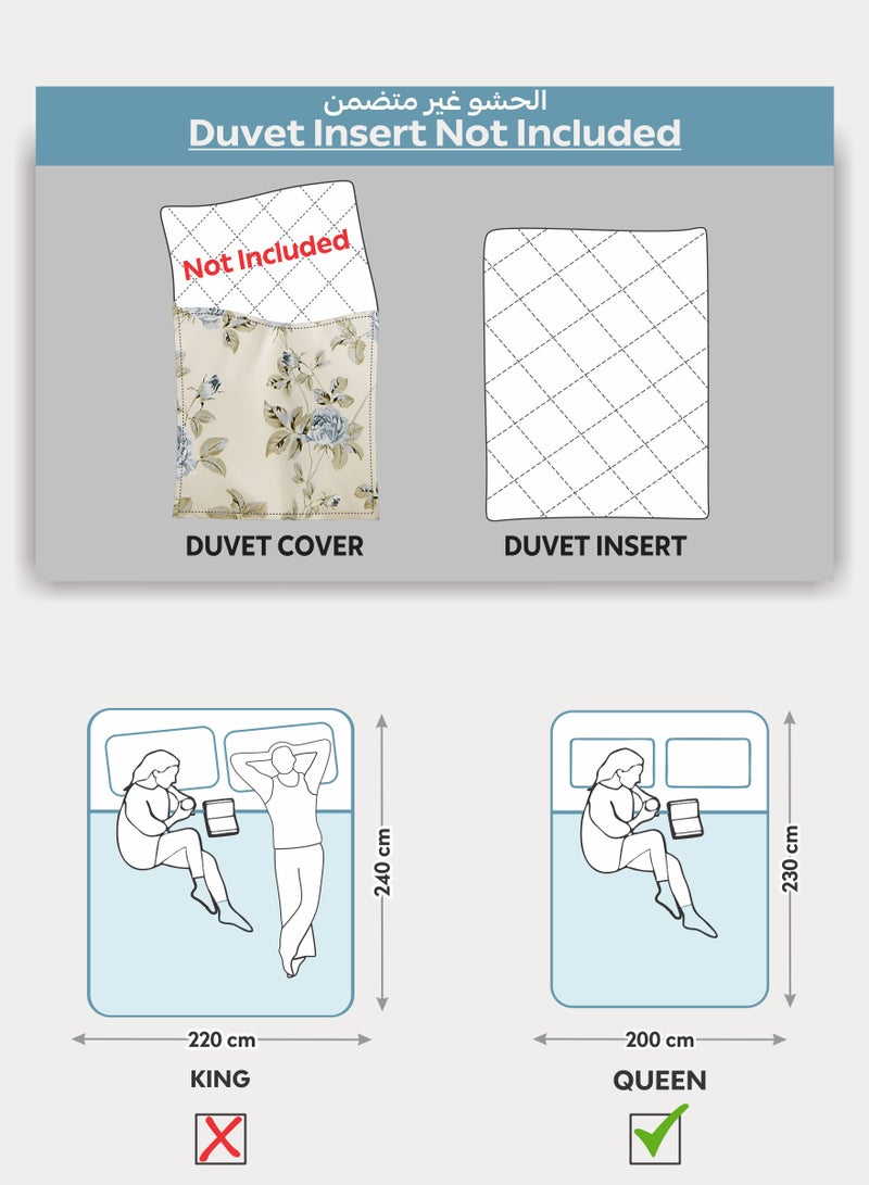 Donetella Printed Duvet Set, Queen Size 200x230 cm - 6-Pcs Bed Set, Microfiber Fabric - 1 Duvet Cover, 1 Fitted Sheet, 2 Pillow Shams, 2 Pillowcases (Filler Not Included) - Image 2