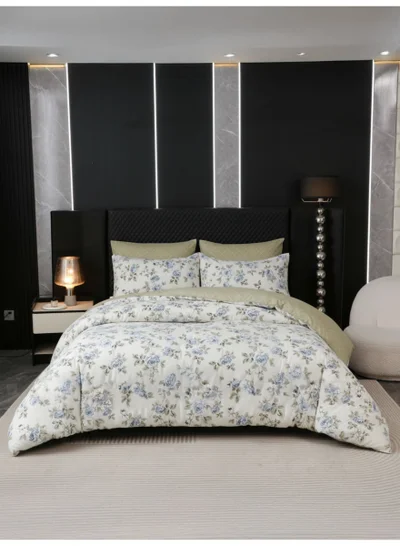 Donetella Printed Duvet Set, Queen Size 200x230 cm - 6-Pcs Bed Set, Microfiber Fabric - 1 Duvet Cover, 1 Fitted Sheet, 2 Pillow Shams, 2 Pillowcases (Filler Not Included)