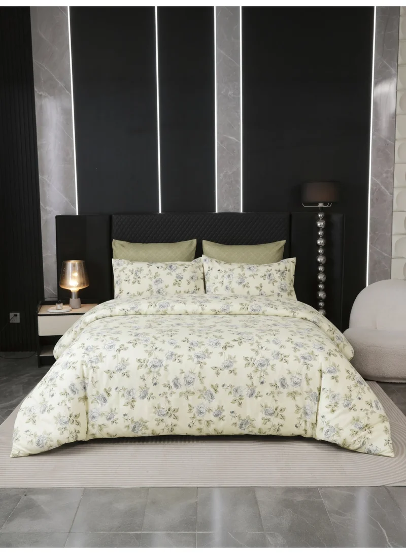 Printed Duvet Set, Queen Size 200x230 cm - 6-Pcs Bed Set, Microfiber Fabric - 1 Duvet Cover, 1 Fitted Sheet, 2 Pillow Shams, 2 Pillowcases (Filler Not Included)