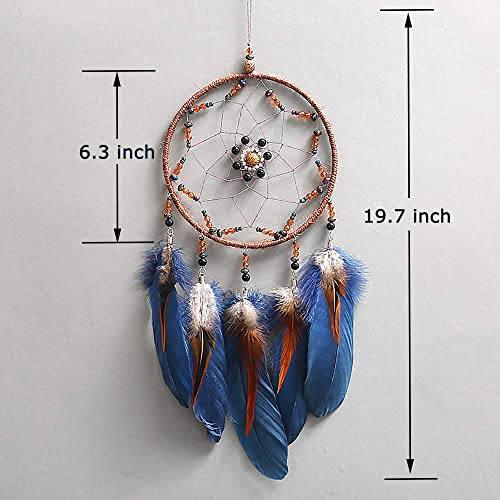 MOONFLY Dream Catcher Handmade Traditional Feather Dreamcatcher Hanging Home Wall Decoration Craft Ornament for Home, Bedroom, Kids, Boys Native American Style Décor (Star) - Image 4