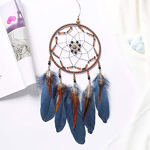 MOONFLY Dream Catcher Handmade Traditional Feather Dreamcatcher Hanging Home Wall Decoration Craft Ornament for Home, Bedroom, Kids, Boys Native American Style Décor (Star) - Image 5