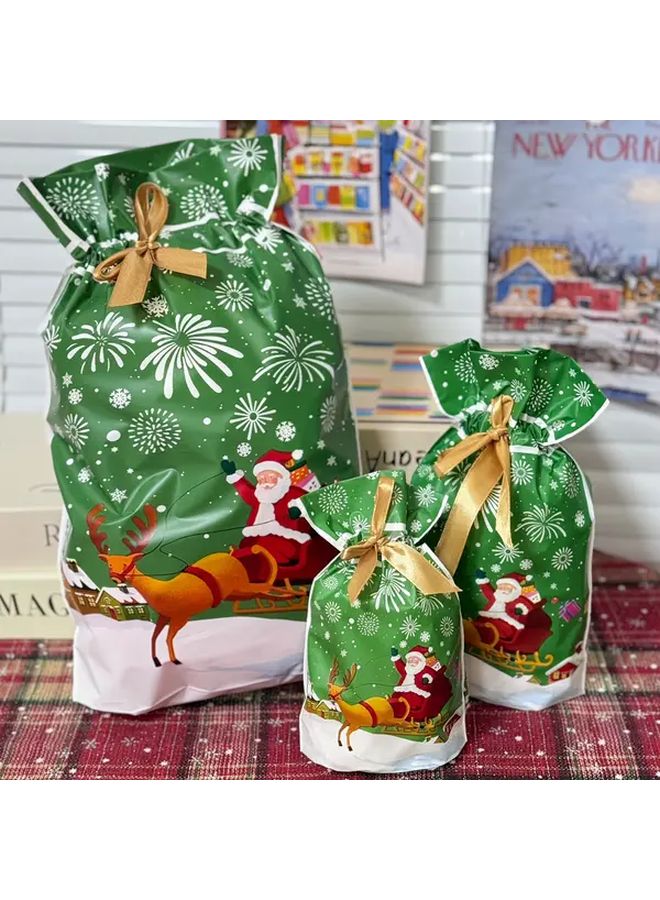 Large Christmas Plastic Gift Bags With Rope 15pcs Santa Reindeer Holiday Party Decoration Candy Cookie Bags - Image 1