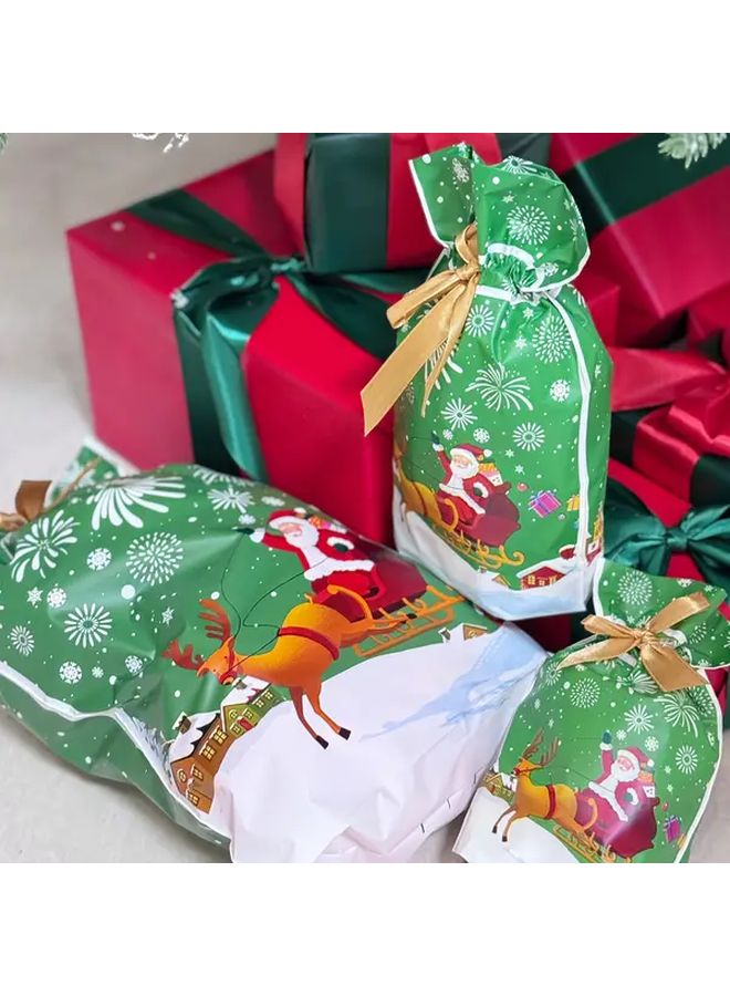 Large Christmas Plastic Gift Bags With Rope 15pcs Santa Reindeer Holiday Party Decoration Candy Cookie Bags - Image 4