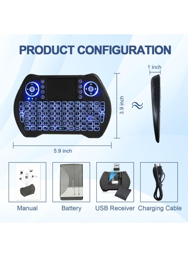 لوحة مفاتيح لاسلكية صغيرة بإضاءة خلفية مع ماوس عربي/ENG لوحة لمس وجهاز تحكم عن بعد مع بطارية ليثيوم أيون قابلة لإعادة الشحن ومفاتيح الوسائط المتعددة لجهاز Android TV Box HTPC وPS3 والتلفزيون الذكي والكمبيوتر الشخصي X-Box Linux Window macOS - Image 5