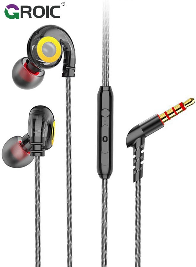 GROIC Wired Earbuds with Microphone Volume Control - Sport Over in Ear Buds Wire Bass Headphones - Gaming Mic Head Earphones Stereo Cord - for Phones Samsung Sony Computer Laptop Kids 3.5 mm Jack  - Image 1