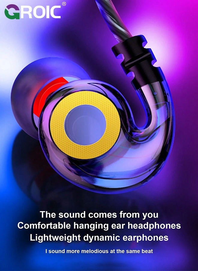 GROIC Wired Earbuds with Microphone Volume Control - Sport Over in Ear Buds Wire Bass Headphones - Gaming Mic Head Earphones Stereo Cord - for Phones Samsung Sony Computer Laptop Kids 3.5 mm Jack  - Image 3