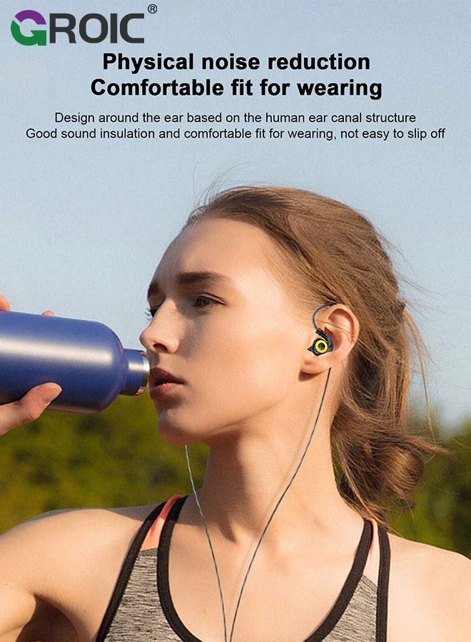 Wired Earbuds with Microphone Volume Control - Sport Over in Ear Buds Wire Bass Headphones - Gaming Mic Head Earphones Stereo Cord - for Phones Samsung Sony Computer Laptop Kids 3.5 mm Jack