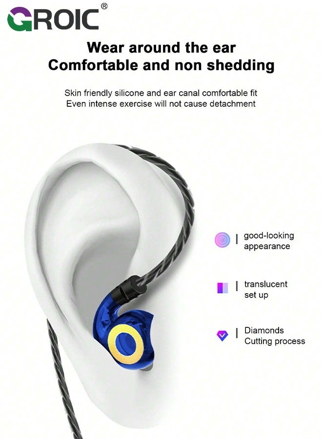 Wired Earbuds with Microphone Volume Control - Sport Over in Ear Buds Wire Bass Headphones - Gaming Mic Head Earphones Stereo Cord - for Phones Samsung Sony Computer Laptop Kids 3.5 mm Jack