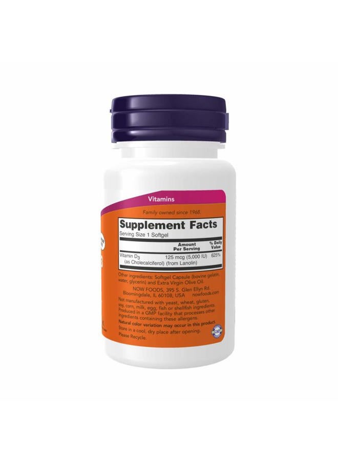 now Foods Vitamin D3 5,000 IU, 240 softgels (Pack of 2) - Image 2