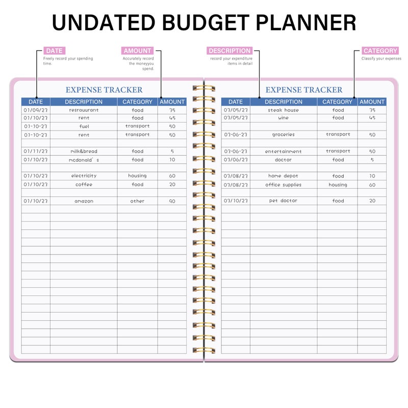 Kamoy Budget Planner - Monthly Financial Planner Organizer with Expense Budget Book/Expense Tracker Notebook/Accounting Book to Manage Your Money Effectively, Start Anytime, A5(5.8" * 8.2") Pink - Image 4