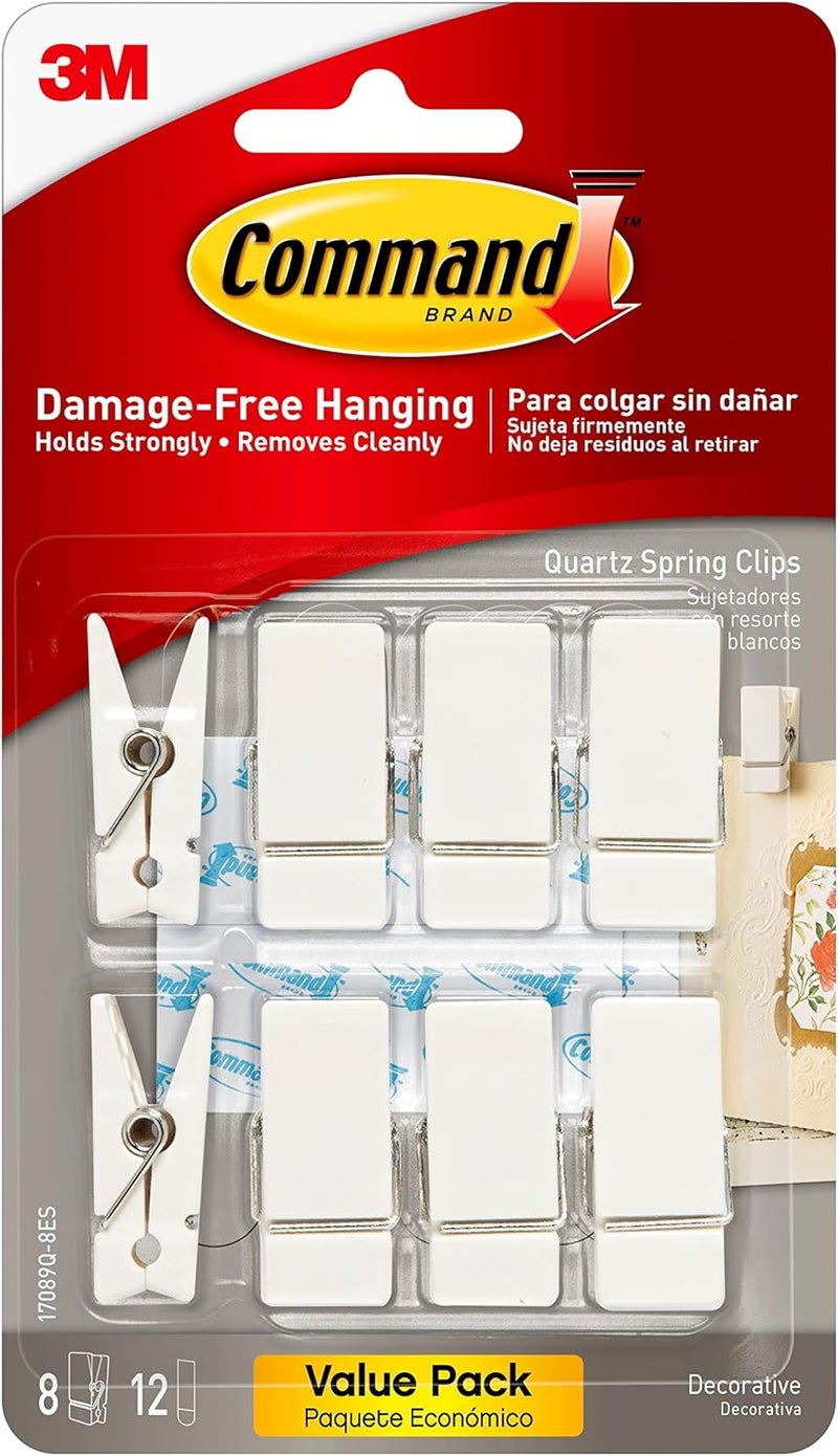 Command Spring Clips, Quartz, 8-Clips (17089Q-8ES), Great for Dorm Decor - Image 1