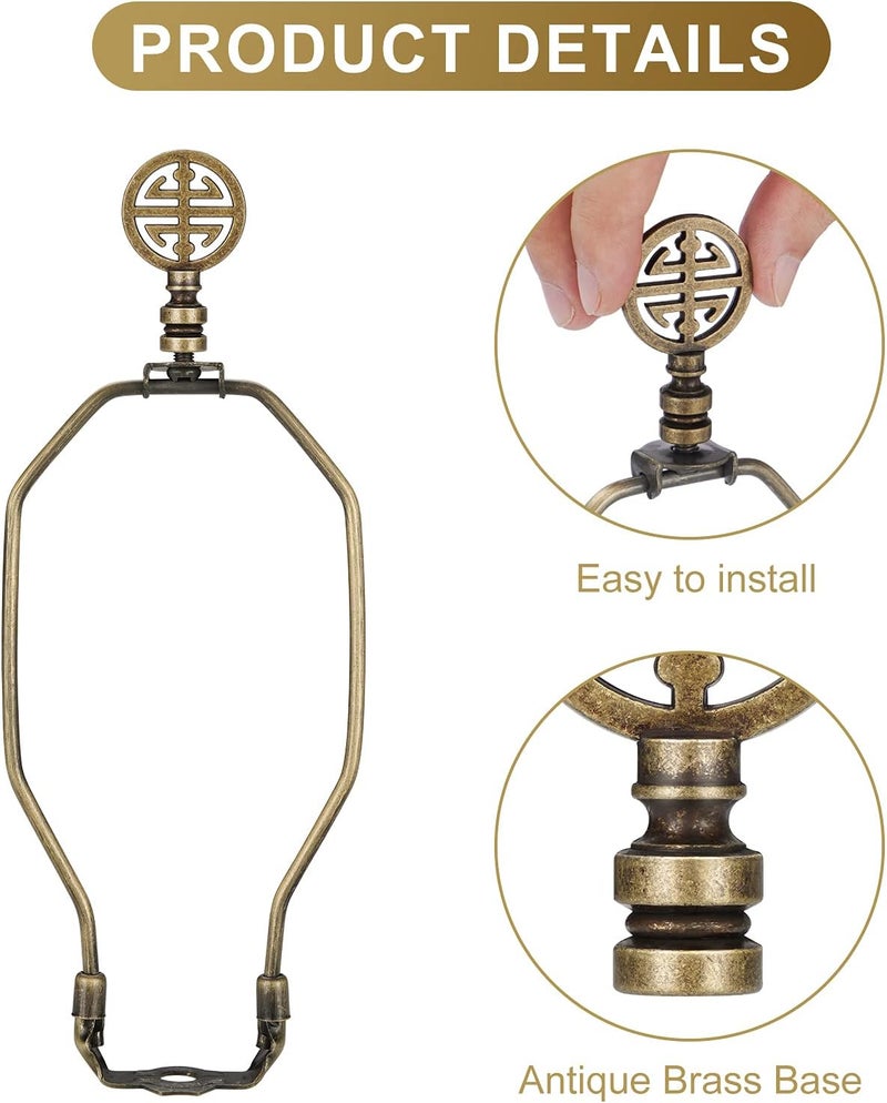 Canomo 2 Packs Oriental Asian Lamp Finial Cap Knob Lamp Decoration for Lamp Shade, Antique Brass, 2.16 Inches - Image 5