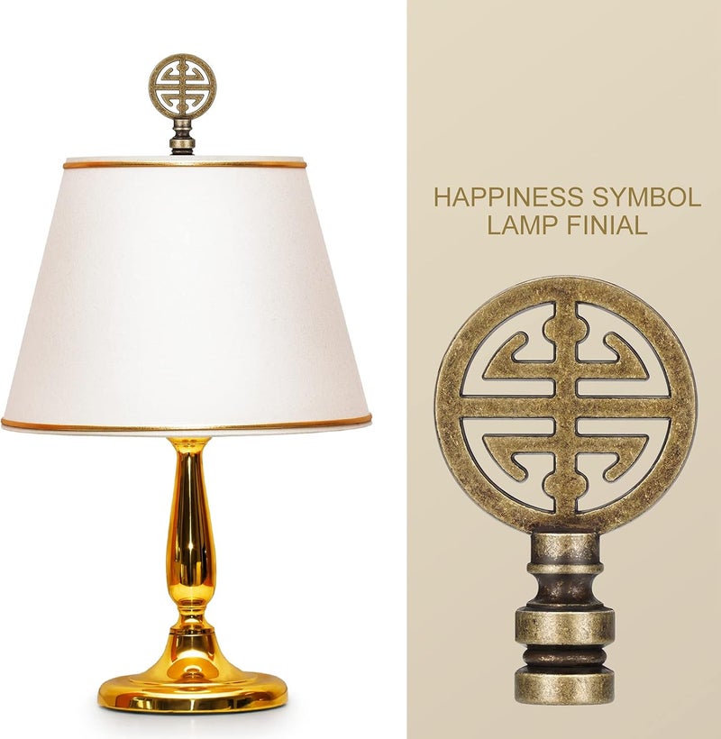 Canomo 2 Packs Oriental Asian Lamp Finial Cap Knob Lamp Decoration for Lamp Shade, Antique Brass, 2.16 Inches - Image 3