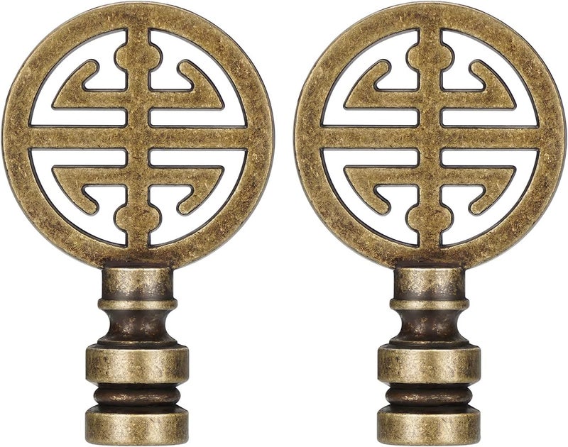 Canomo 2 Packs Oriental Asian Lamp Finial Cap Knob Lamp Decoration for Lamp Shade, Antique Brass, 2.16 Inches - Image 1